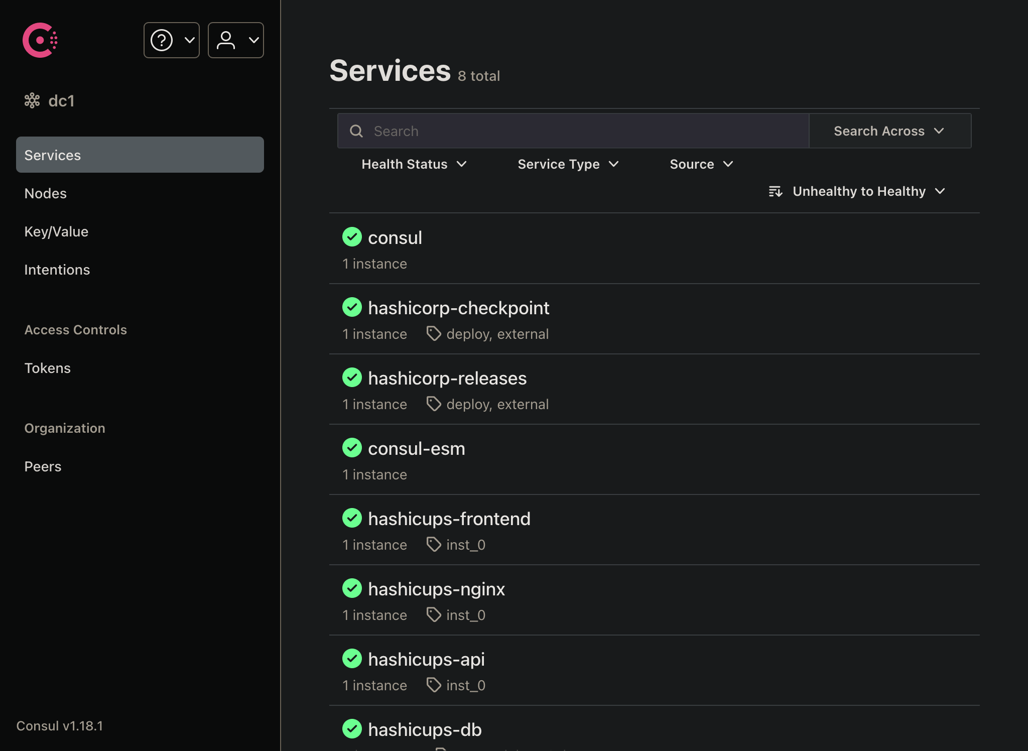 Services page - hashicorp.com - Both passing