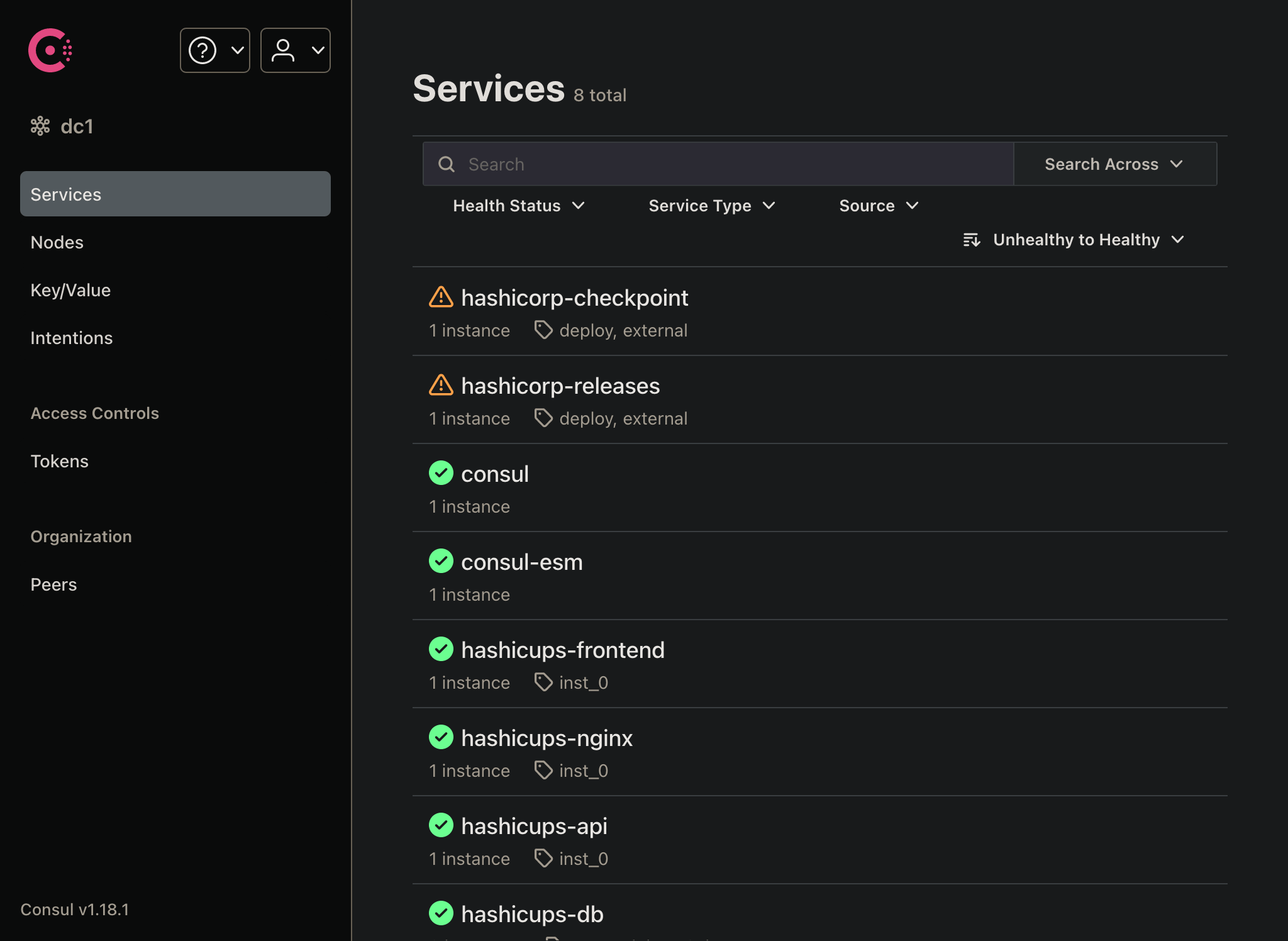 Services page - hashicorp.com - Both warning