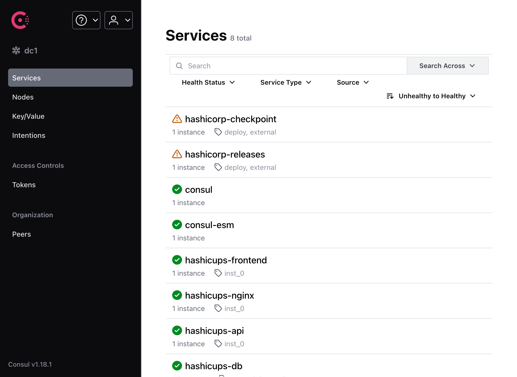 Services page - hashicorp.com - Both warning
